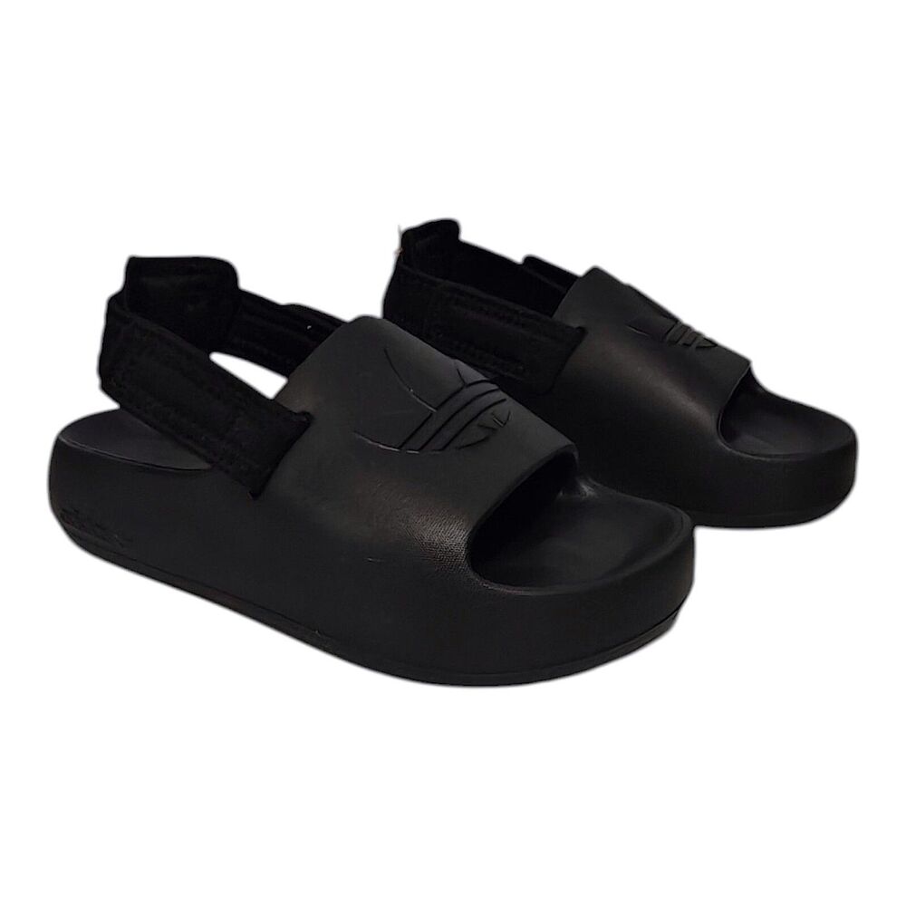 NEW Adidas 3 Big Kids Sandals Adifom Adilette Slides Black Clogs Strap Platform